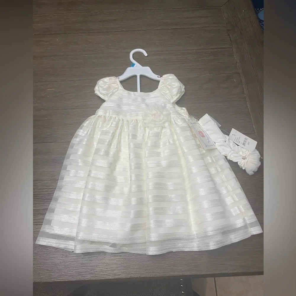 Marmellata Girls Dress 24M Ivory Set Shorts Headband Ruffles Lined Short Sleeve